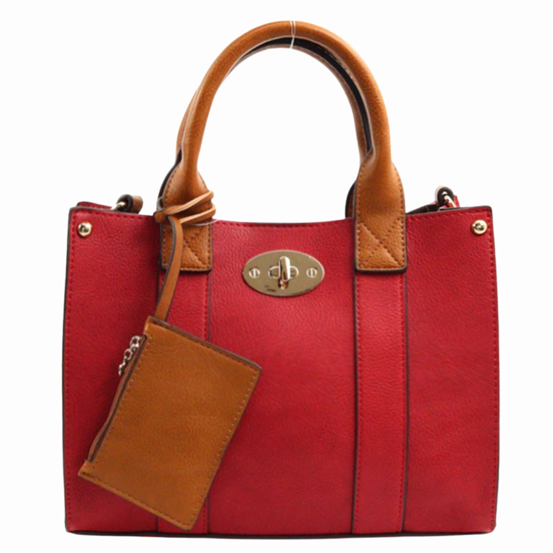 Seville Leather Tote & Pouch Set – Chic Designer Handbag for Stylish Women