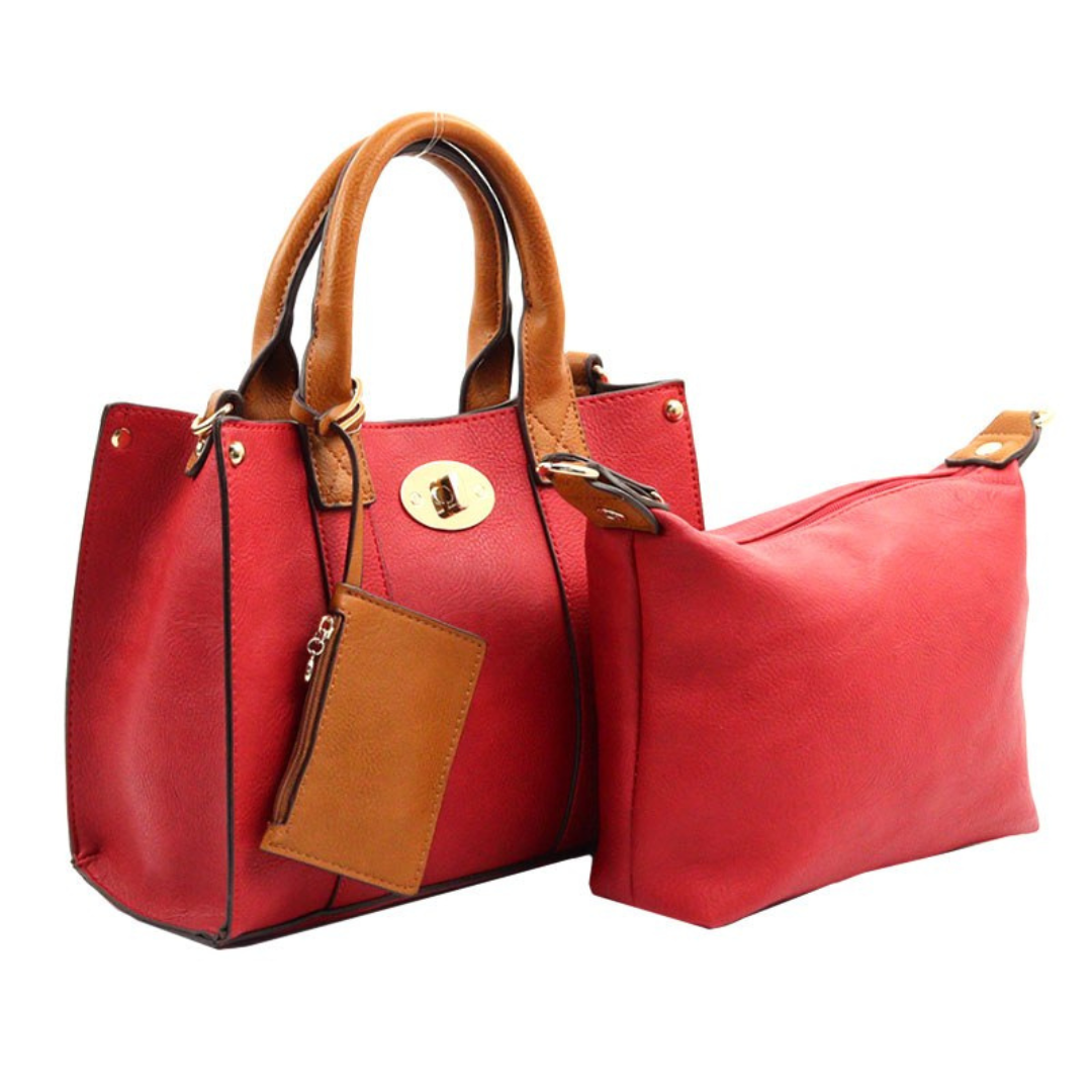 Seville Leather Tote & Pouch Set – Chic Designer Handbag for Stylish Women