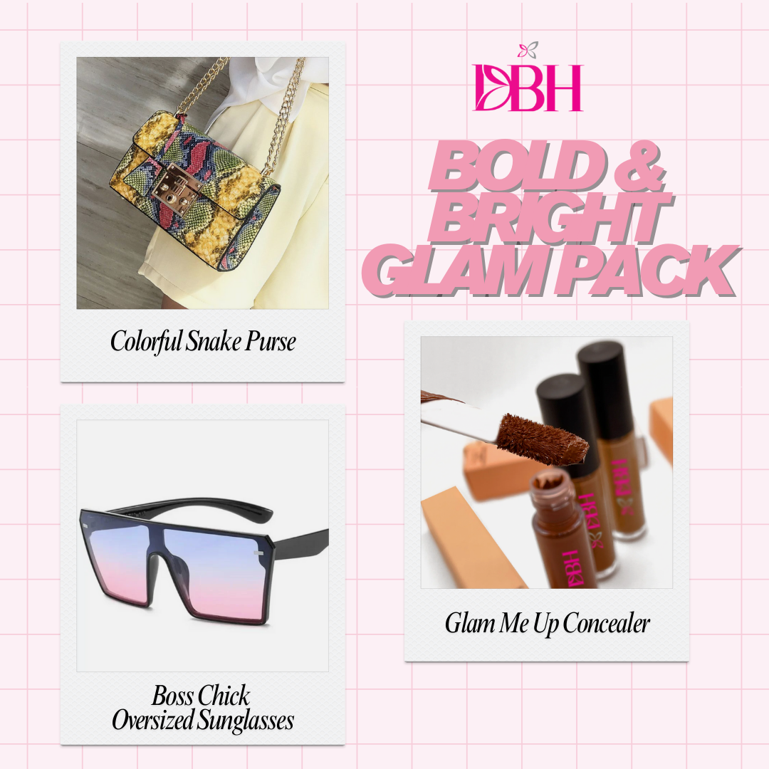 Bold & Bright Glam Pack (Colorful Snake Purse + Boss Chick Sunglasses + Glam Me Up Concealer)