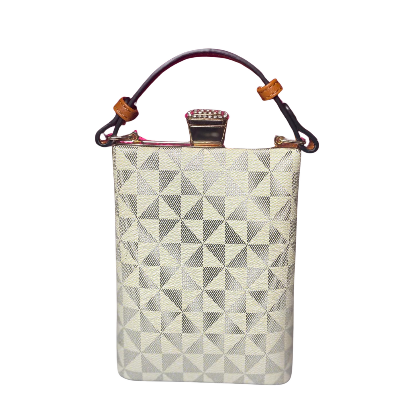 white trendy woman fashion leather bag purse with gold buckle