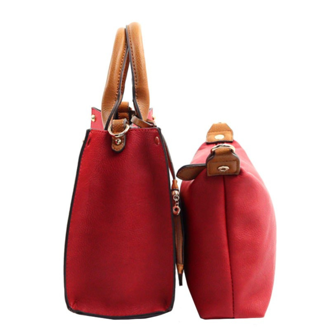 Seville Leather Tote & Pouch Set – Chic Designer Handbag for Stylish Women