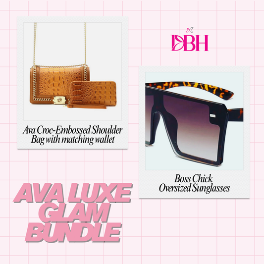 Ava Croc-Embossed Shoulder Bag + Boss Chick Sunglasses – Luxe Glam Bundle