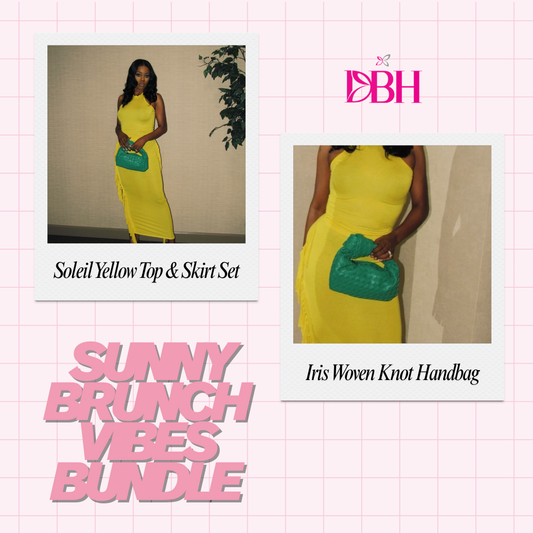 Sunny Brunch Vibes Bundle (Soleil Yellow Top & Skirt Set + Iris Woven Knot Handbag)