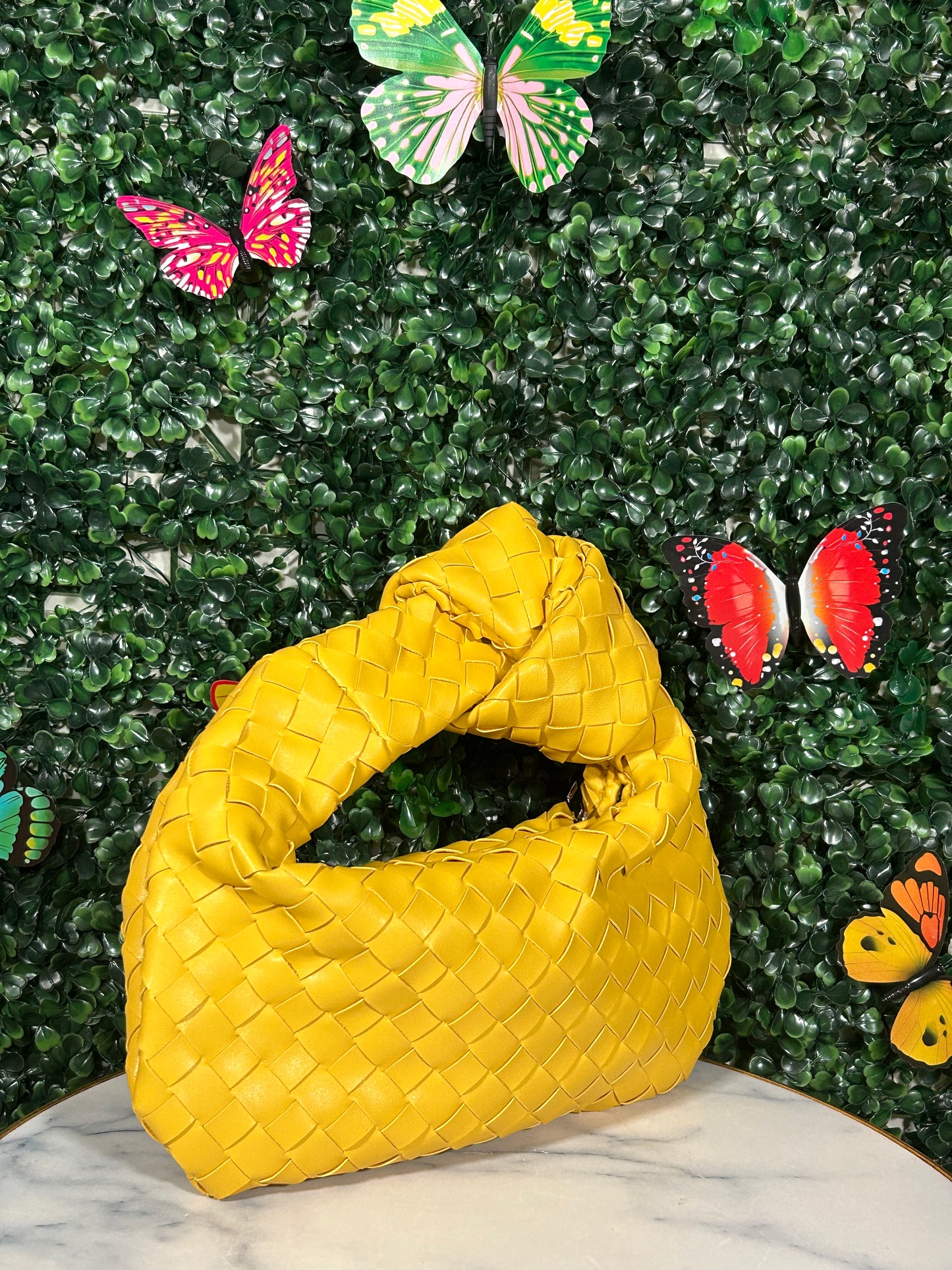 yellow woven everyday trendy fashion woman hand bag